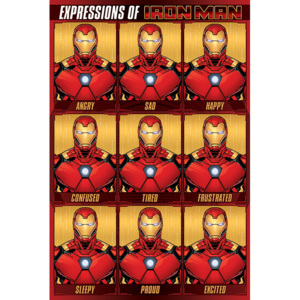 Plakát, Obraz - Avengers - Expressions Of Iron Man, (61 x 91,5 cm)