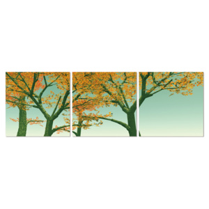 Obraz na zeď - Žluté listí na stromě, (120 x 40 cm)