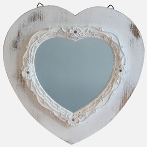 Zrcadlo - bílé srdce 39×2×38,5cm
