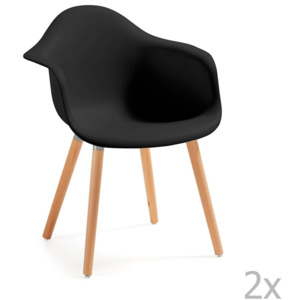 Sada 2 černých jídelních židlí La Forma Kenna