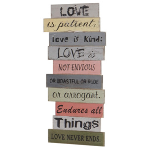 Dřevěná nástěnná dekorace Mendler Shabby Love Is Patient