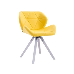Židle Zapp, umělá kůže, bílá hranatá podnož buk (Žlutá) csv:152332104 DMQ