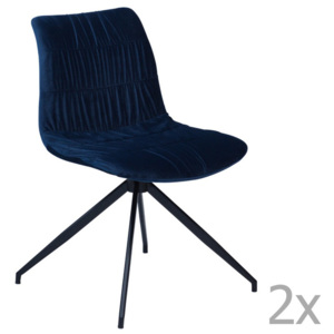Sada 2 tmavě modrých jídelních židlí DAN– FORM Dazz Velvet