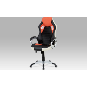 Kancelářská židle | černá koženka s látkou Barva: oranžová
