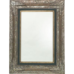 Zrkadlo NORDY 131x101 cm - strieborná,čierna