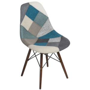 Design2 Židle P016V patchwork modrá-šedá/tmavá