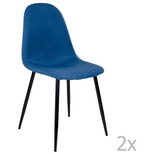 Sada 2 modrých židlí s černými nohami House Nordic Stockholm