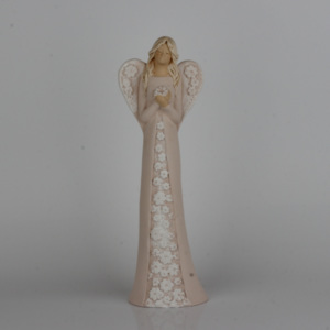 Soška anděl v růžových šatech 38cm