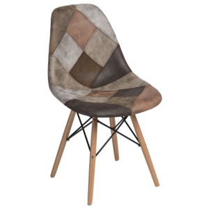 Design2 Židle P016V patchwork béžová - hnědá
