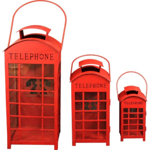 Kovové lucerny červené - Telephone London 1+1+1 73070843LR
