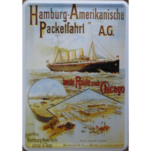 Plechová cedule loď - Hamburg - Amerikanische parketfahrt A.G