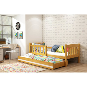 Dětská postel z borovicového dřeva v dekoru olše s přistýlkou F1176