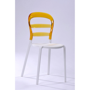 Design2 Židle Bubu bílá sedadlo/žlutá oparc