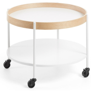 Bílý odkládací stolek na kolečkách La Forma Alban, Ø 60 cm