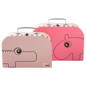 Sada 2 růžových kufříků Done By Deer Suitcase