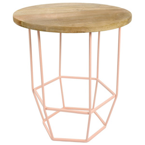 Růžový stolek se snímatelnou deskou z mangového dřeva HF Living Hexa Blush