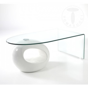 Konferenční stolek FRENK TOMASUCCI (barva - ohýbané sklo, lesklá bílá pryskyřice)