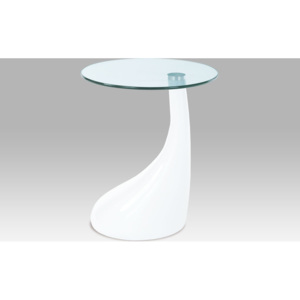 Artium Odkládací stolek plastový | skleněná deska | 45x53cm Barva: bílá