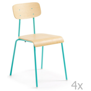 Sada 4 židlí s tyrkysovou konstrukcí La Forma Klee
