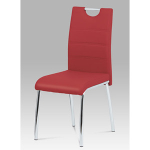 Jídelní židle, koženka bordó / chrom