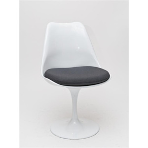 Design2 Židle Tul bílá/šedý polštář