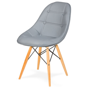 KHome Židle EKO K-220 popelavě šedá t25 koženka + nohy bukové