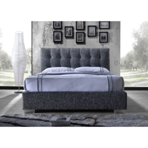 Manželská postel s roštem, 160x200, tmavě šedá látka, Ragnar