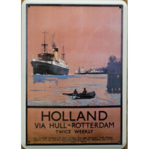 Plechová cedule loď - Holland via Hull Rotterdam