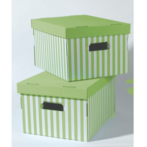 Sada 2 zelených úložných krabic Compactor Stripes