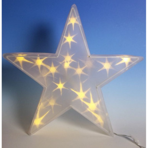 Nexos 33479 Vánoční dekorace - 3D hvězda - teple bílá 20 LED, 35 cm