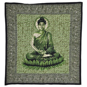 Přehoz na postel, Buddha zelený, 210x225cm