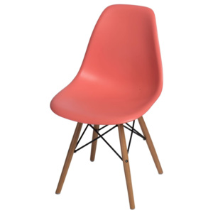 Design2 Židle P016V PP tmavá broskvová, dřevěné nohy