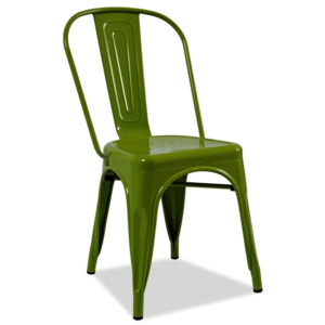 Jídelní kovová židle LOFT tmavě zelená