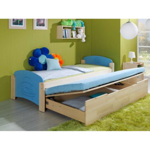 Dřevěná dětská postel s přistýlkou a úložným prostorem Jas 2 - masiv