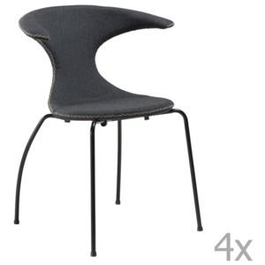 Sada 4 šedých jídelních židlí s černých kovovým podnožím DAN– FORM Flair