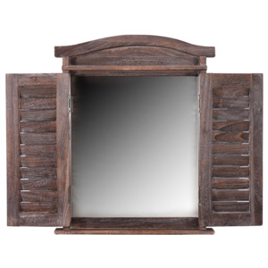 Hnědé dřevěné zrcadlo Mendler Shabby
