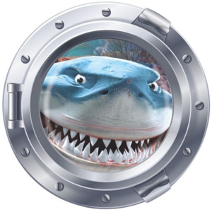 ZOOYOO Samolepka na zeď Ponorka okno Nemo Dory Žralok III 3D 43 x 43 cm