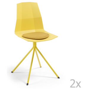 Sada 2 žlutých jídelních židlí La Forma Pixel