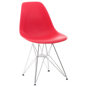 Design2 Židle P016 PP červená, chromované nohy