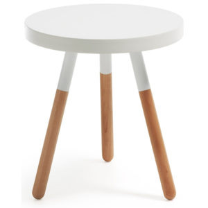 Bílý dřevěný odkládací stolek La Forma Brick, ⌀ 50 cm