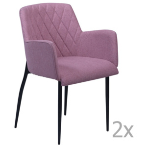 Sada 2 růžových jídelních židlí s područkami DAN– FORM Rombo