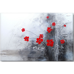 Ručně malovaný obraz červená květina