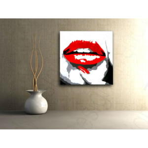 Ručně malovaný POP Art Sleva 25 % obraz RED LIPS 50X50 cm mund/24h