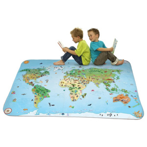 HOUSE OF KIDS Dětský hrací koberec Mapa světa 3D Ultra Soft 100x150 modrý