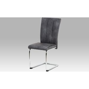 Artium Jídelní židle | koženka | chrom | 43x45x100x48cm Barva: šedá