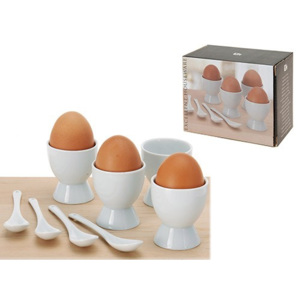 Sada na vejce Porcelánová 8 ks 4 kalíšky na vajíčko 4Lžičky porcelánové - ProGarden