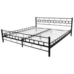 Černá dvojitá postel, kovový rám 140 x 200 cm