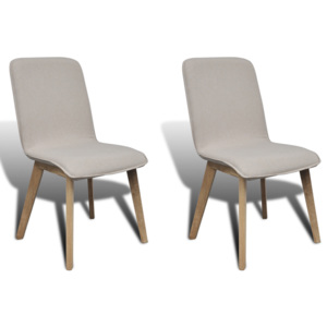 Jídelní židle, 2 ks, dubový rám a textil, béžové