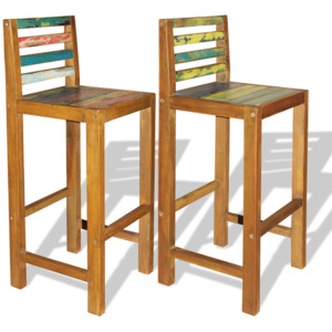 Barové jídelní židle 2 ks masivní regenerované dřevo 40 x 40 x 105 cm