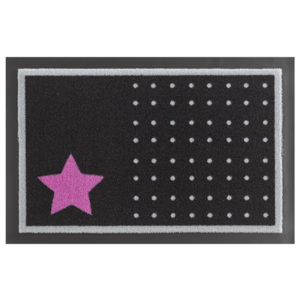 Rohožka Hanse Home Star and Dots Black and Pink, 40 x 60 cm